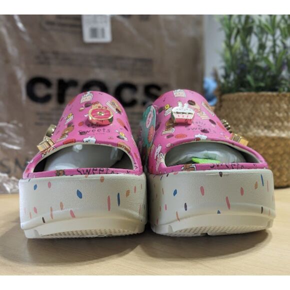 Crocs LINE FRIENDS Pink Stomp Platform Slide Sandals with Jibbitz Charms W10/M8 - Picture 6 of 13